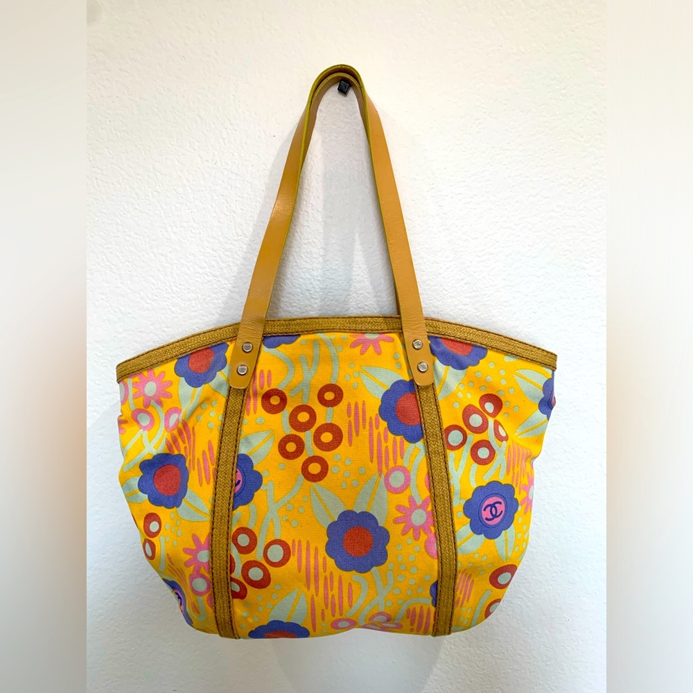 Chanel Vintage Floral Canvas Tote